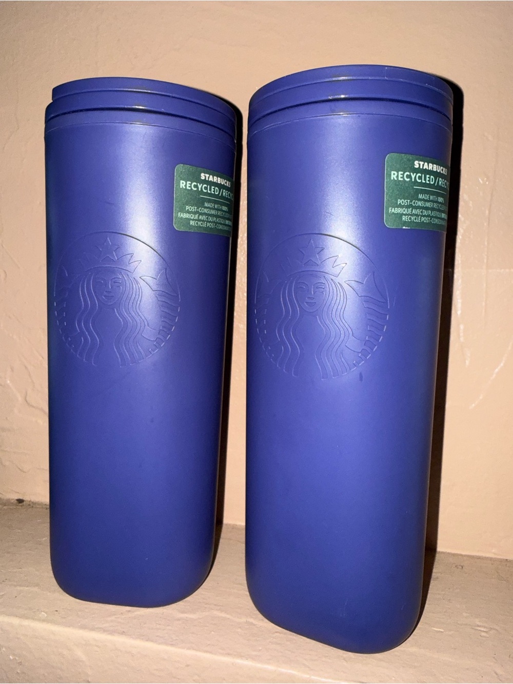Starbucks NWTS 2023 100% Recycled purple 16 ounce Tumbler - Set of 2